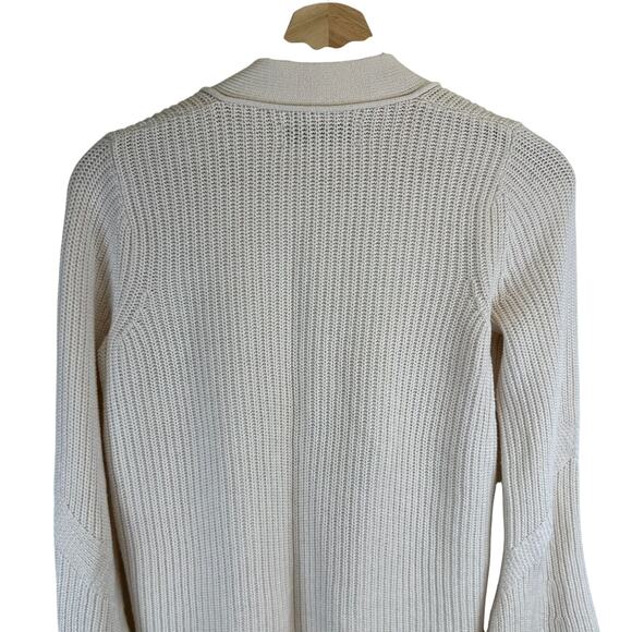 Loft Cream Tight Knit Open Relaxed Cardigan Sweater Womens XS Petite Fisherman - Picture 7 of 14
